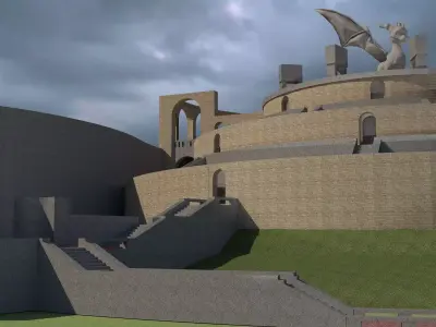 Building - Mausoleum of Spyro - Low Poly - 3D Model statue Low-poly 3D model
