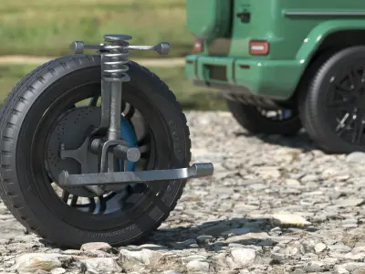 Front Car Wheel with Suspension 3D model