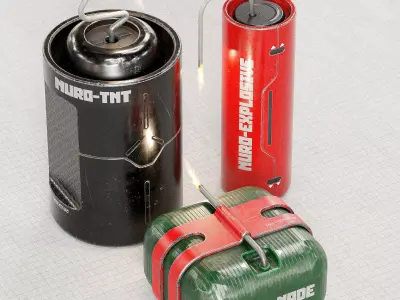 Sci-fi Bombs PBR Low-poly 3D model