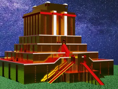 Golden Ziggurat Low-poly 3D model