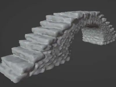 Cobblestone Bridge - Fantasy Medieval Low-Poly Pebble Footbridge Low-poly 3D model