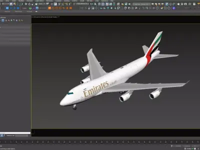 Realistic Emirates SkyCargo Boeing 777F Airplane 3D Model 3D model