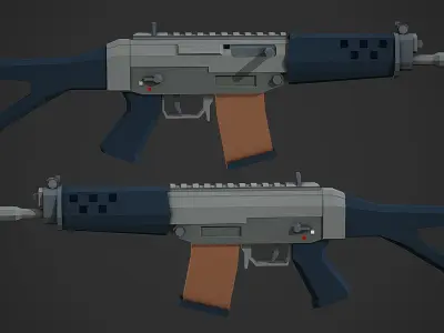 Stylized Sig Sg 552 Low Poly Mobile Ready Low-poly 3D model
