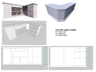White color Reception Desk 3D model  Free 3D print model