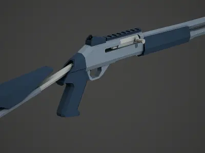 Stylized M1014 Shotgun Low Poly Mobile Ready Low-poly 3D model