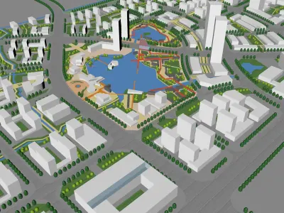 Urban highrise building building ancillary building commercial 3D model