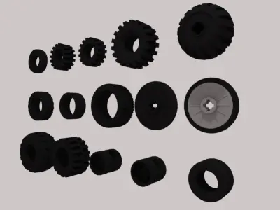 Lego Tire pack Low-poly 3D model