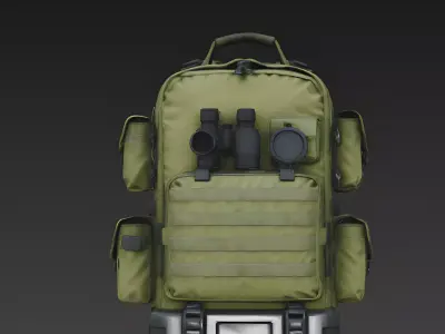 Realistic Tactical Survival Backpack 3d model Low-poly 3D model