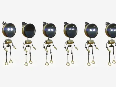 Cute Robot D09 Gold - SciFi Character Design Low-poly 3D model