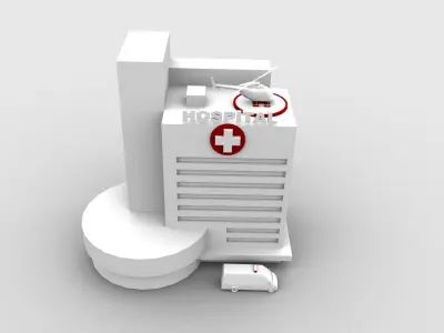 Hospital Building Low-poly 3D model
