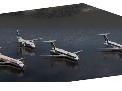 ALITALIA DC-9 32 Fokker Friendship f27 3D model