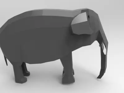 low poly elephant Free low-poly 3D model