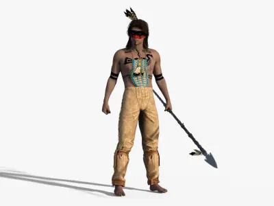 Native American Warrior Rigged Low-poly 3D model