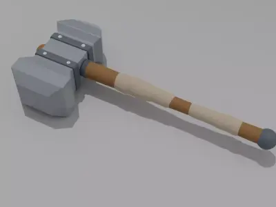 Fantasy hammer in minimalistic style Free low-poly 3D model