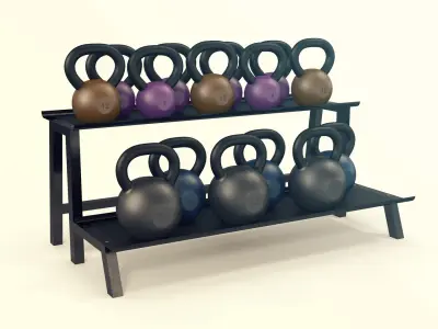 Kettlebells Rack 3D model