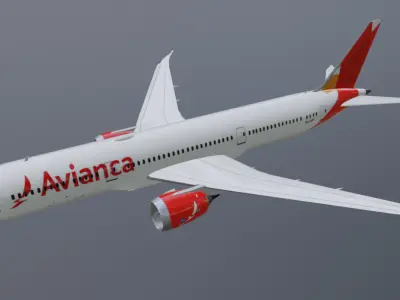 Avianca Boeing 787-9 low poly 3D Model  Low-poly 3D model