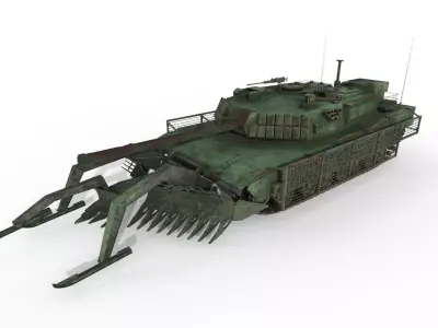 Tank Abrams MinePlow Extra Defense Green Low-poly 3D model