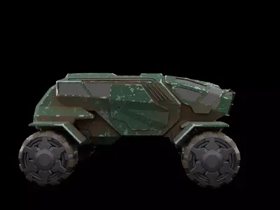 Futuristic Armored Vehicle Sci-Fi Off-Road 3D Model Low-poly 3D model
