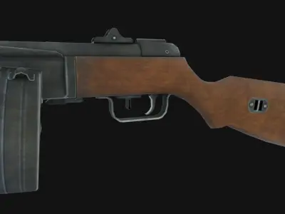 PPSh-41 wooden gun Low-poly 3D model
