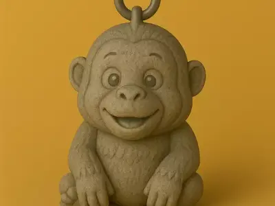 Cute Baby Monkey Keychain 3D print model