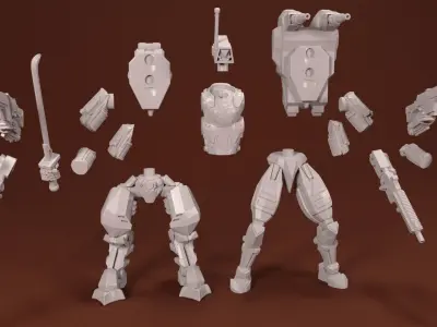28mm Infantry Support Mech Kit - Praetorian 3D print model