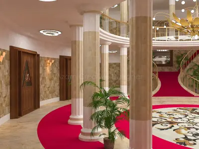Interior Model ornate lobby with carpet 3D model
