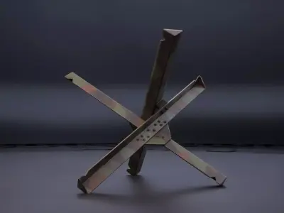 Military Czech hedgehog - anti-tank barrier Low-poly 3D model