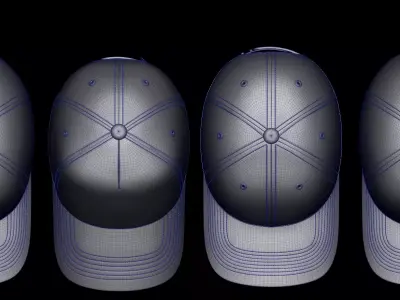 Caps pack 5 Low-poly 3D model