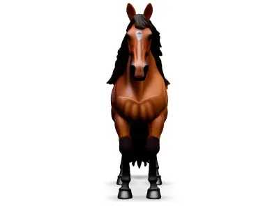 Realistic Chestnut Horse 3D Model Low-poly 3D model