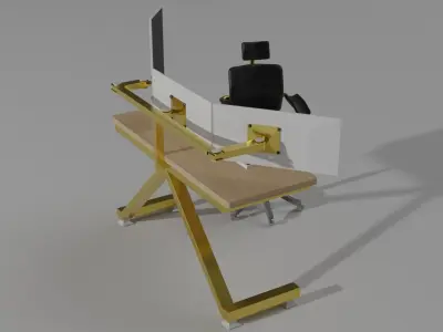 computer on the table Free low-poly 3D model