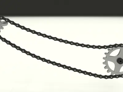 Animated Chain and Sprocket 3D model