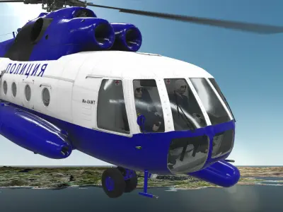 Mi-8AMT Russian Police Animated Low-poly 3D model