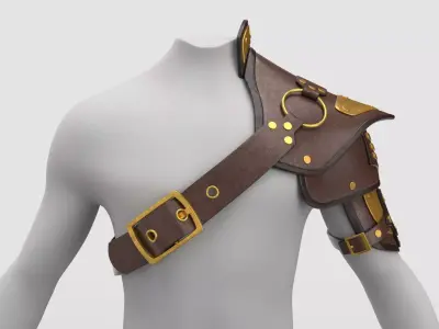 Male Leather Pauldron 3D model