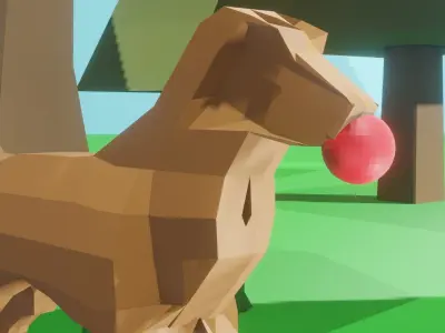 Dog in a Park Low-poly 3D model