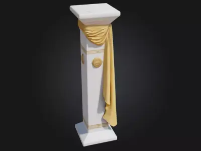Golden Drape Pedestal  A Regal Stage for Precious Displays 3D model