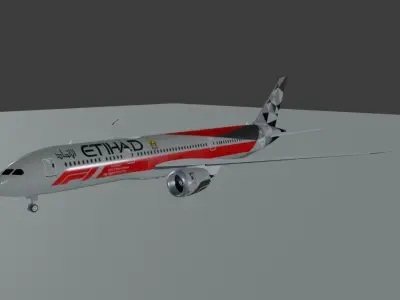 Etihad Airways Boeing 787-9 Formula 1 livery  Low-poly 3D model