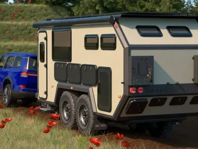 Off Road Mobile Home Bruder EXP 8 Rigged 3D model
