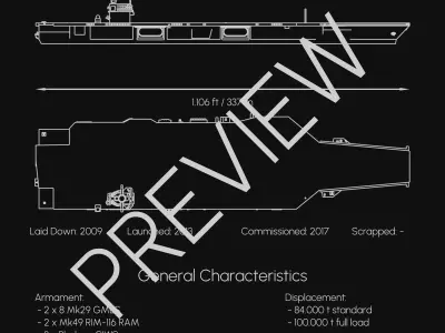 USS Gerald R Ford - Model for small scale printing 3D print model