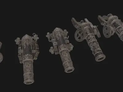 Pirate Cannons Low-poly 3D model