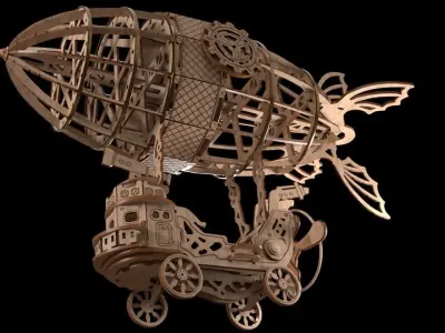 Wooden zeppelin 3D model