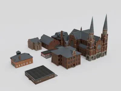 Ste Anne de Detroit historic church 3D model