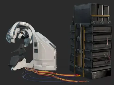 Future sci-fi brain scanner 3D model