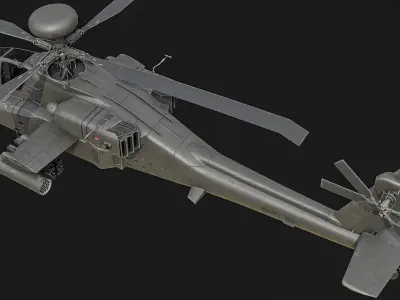 AH-64D Apache Helicopter Low-poly 3D model