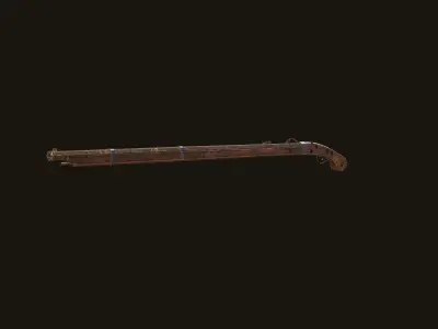 Weapon - Gun - Flintlock - Japanese Matchlock Low-poly 3D model