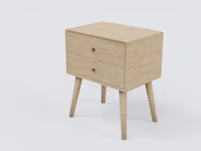 Simple wooden bedside cabinet dresser Free 3D model