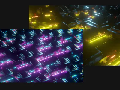 FREE Geometry node Blender 3D neon animation scene Free 3D model