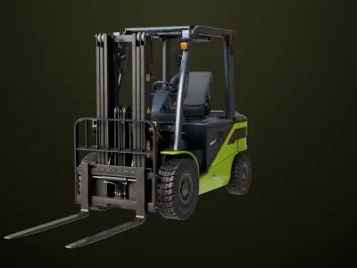 Forklift Truck03 Green All PBR Unity UE Textures 3D model