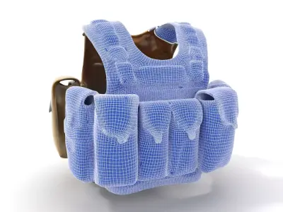 Tactical Military Vest Model Pack with Pockets and Buckles Low-poly 3D model