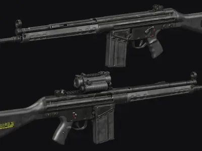 G3-AK4 Rifle Low-poly 3D model