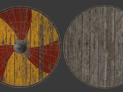 Game Ready Viking Age Round Shield Low-poly 3D model